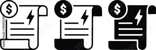 electricity bill payment three icon set vector illustration design logo art