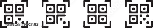 QR scan code four icon set vector logo illustration design art