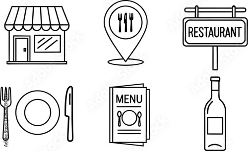 Restaurant and food service icons for navigation and identification