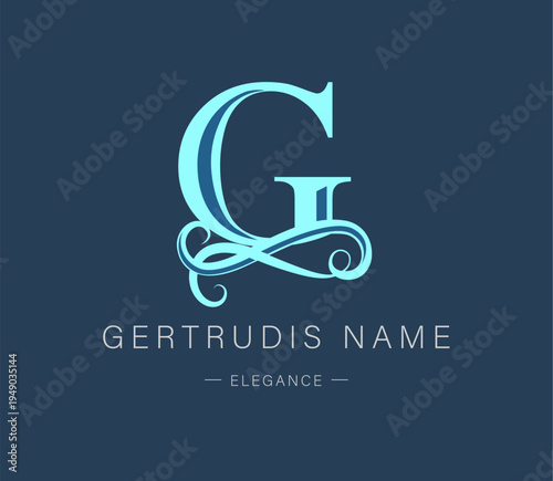 Logo, capital letter G. Monogram of Botanical Minimalistic, Initial. with Organic Plant Elements. Vector design. beauty salon. for tattoo studio