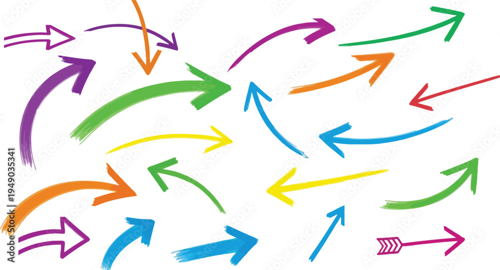 Obraz premium A colorful illustration of various arrows pointing in different directions