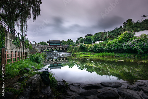 Banghwasuryujeong Pavilion at Suwon Hwaseong Fortress in Summer