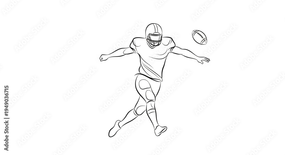 Fototapeta premium American Football Player Kicking Ball in Game Action.