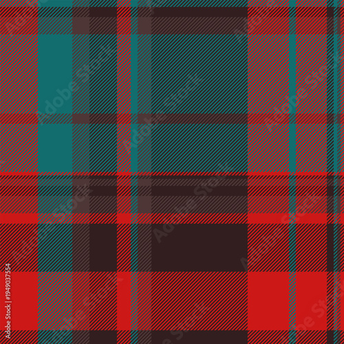 Blank tartan fabric background, mexico seamless vector texture. Contemporary plaid textile check pattern in red and dark colors.