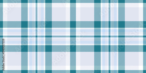 Female background texture tartan, occupation pattern plaid textile. Printing check fabric vector seamless in white and cyan colors.