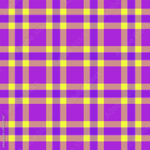Christmas card check textile seamless, teen plaid fabric texture. 1940s pattern vector background tartan in red and purple colors.