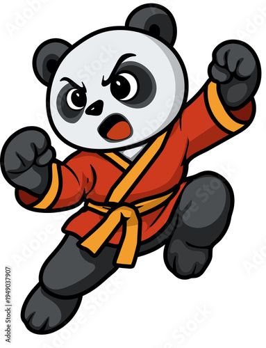 Obraz na plátně panda character cartoon wearing kung fu suit