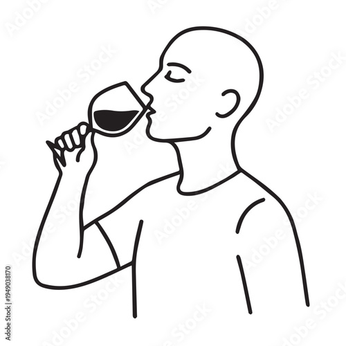 Illustration of a man drinking wine