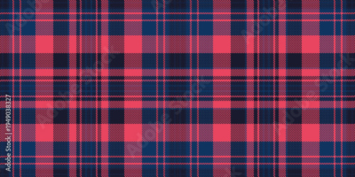 Robe check fabric vector, commerce seamless texture tartan. Give textile plaid background pattern in dark and red colors.