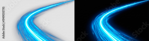 Εκτύπωση καμβά Blue neon light speed trail, smooth glowing motion blur streaks, electric fiber