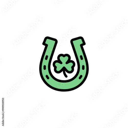 Green Horseshoe With Shamrock - St. Patrick's Day Symbol vector illustration