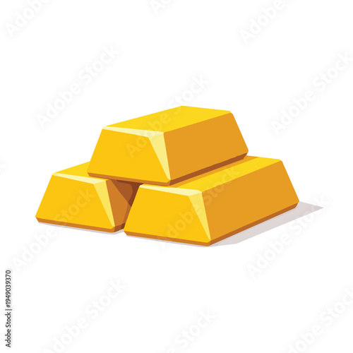 Stack of gold bars and dollar coins vector illustration isolated on white background. Precious metal bullion and money symbol representing wealth, financial investment, banking, trading, and economic 