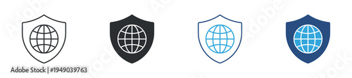 Global security shield icon set. Internet protection concept. Vector illustration.