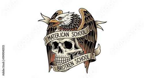 Eagle and Skull Tattoo Design