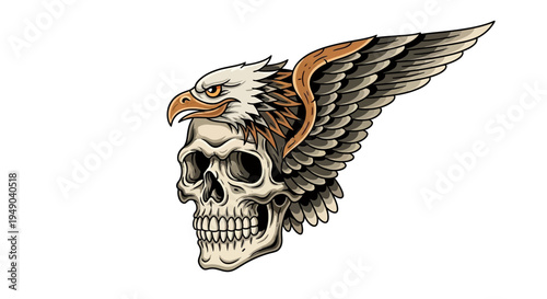 Eagle Head Skull Tattoo Design