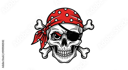 Pirate Skull Crossbones Red Bandana Eye Patch