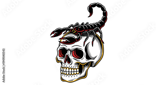 Scorpion on Skull Illustration