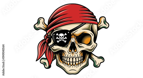 Pirate Skull with Bandana and Crossbones