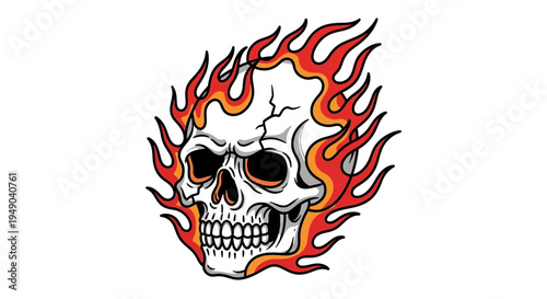 Skull with Fiery Flames