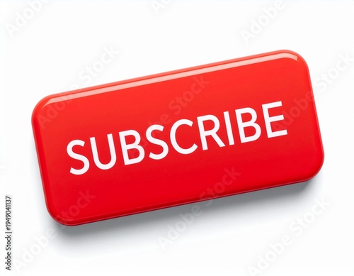 Flat Red Subscribe Button with Minimalist UI Design, Bold Shape and Smooth Edges for Website or App Call to Action