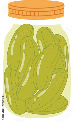 Pickles in a jar, Homemade organic pickle illustration