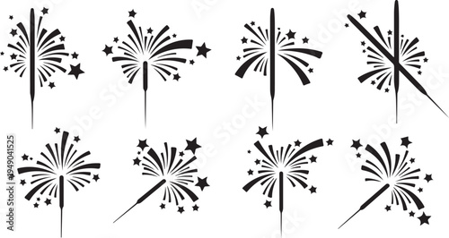 Firework Stickers Set for Celebration and Party Decorations