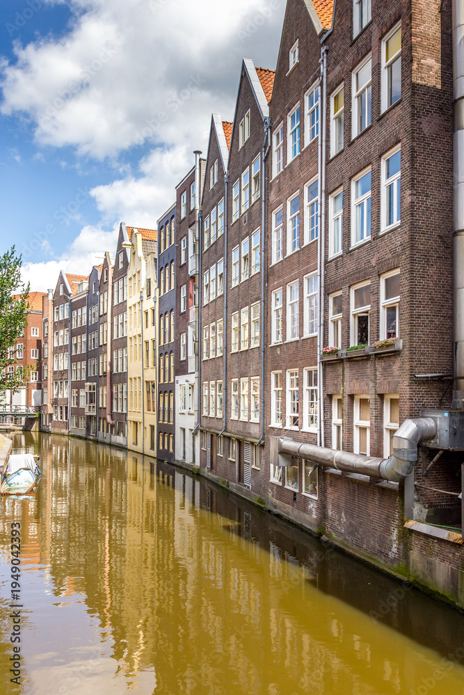 Naklejka premium View of a canal in Amsterdam, The Netherlands