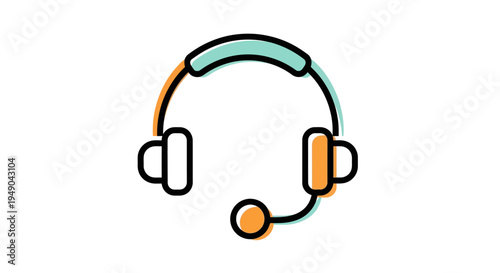 Customer support headset icon for call center and customer service, colorful vector symbol