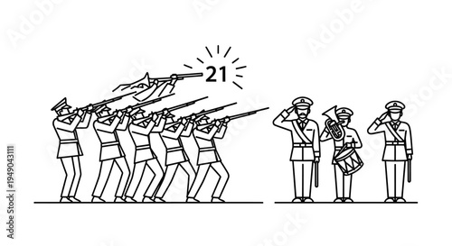 Military Band Salutes, Trumpeters Play Fanfare for Ceremony