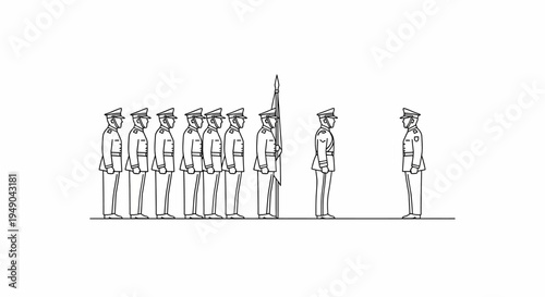Military formation, soldiers standing at attention, formal lineup, inspection, discipline, order, parade ground