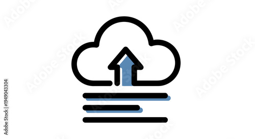 Cloud upload icon with arrow for data storage and transfer, minimalist vector symbol