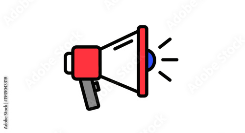 Loudspeaker icon for announcement and communication, flat vector style