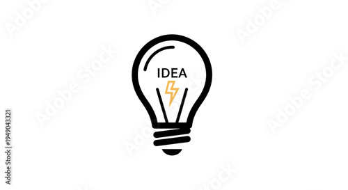 Light bulb idea symbol for creative thinking and inspiration, minimalist vector icon