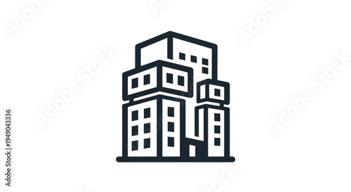 Building complex icon for architecture and real estate, simple line style