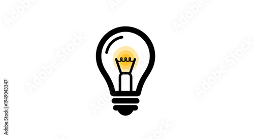 Light bulb icon for idea and inspiration, simple vector symbol