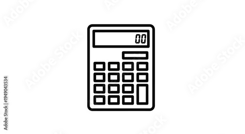 Calculator icon for business finance and accounting, simple line style