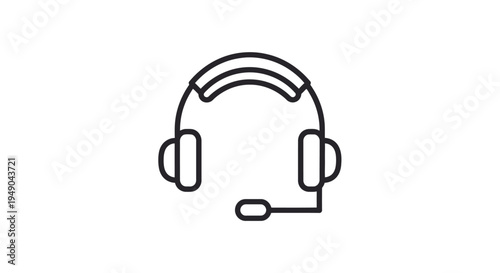 Customer service headset icon for call center and support, minimalist vector