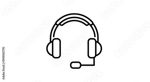 Headset icon for customer support and call center, minimalist line style