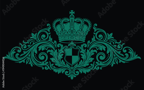 Cuadro en lienzo Elegant vintage heraldic ornament with decorative floral scroll elements