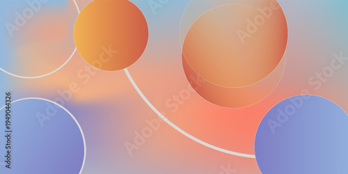Modern gradient abstract background with glass circles and soft blur vector. Print