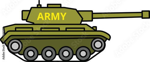 Military army tank icon vector illustration of armored combat vehicle for defense, war equipment and military technology concept