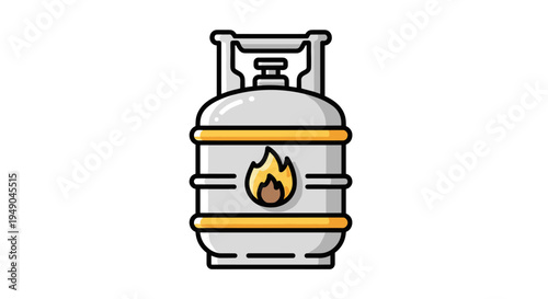 Propane Tank Illustration: Filled Gas Cylinder Ready for Outdoor Cooking, Heating – Portable Energy Source for BBQ Grills and Camping Stoves, Emergency Backup, Industrial Fueling