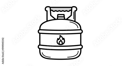 Fueling the Future: Clean Energy Illustration of a Gas Cylinder with Flame Icon Depicting Power and Combustion, Energy Storage, Industrial Gas Supply for Heating, Cooking, and Chemical Processes