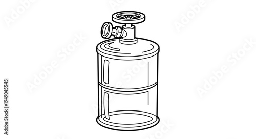 Schematic of a Laboratory Glass Desiccator for Scientific Experimentation and Chemical Analysis with a Valve and Moisture Indicator, Isolated on White Background, Used for Drying Substances