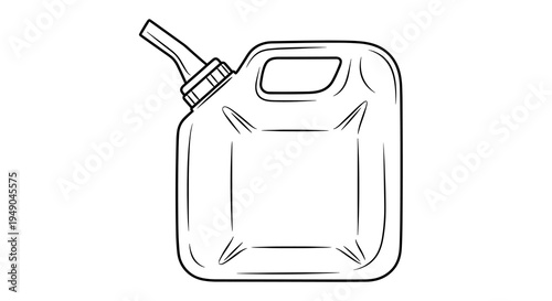 Outlined Jerrycan Isolated on White Background: Fuel Can Illustration for Industrial Design, Automotive, and Emergency Preparedness Material, Outlined, Automotive, Gasoline, Oil, Chemical Transport