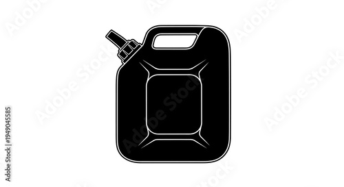 Fuel Canister for Rough Terrain Adventures: Black and White Outline of Gas Jerrycan for Off-Roading, Motorsport, Automotive, or Agricultural Purposes - Ideal for Emergency Supply