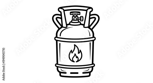 Propane Tank Outline with Flame for BBQ, Outdoor Cooking and Portable Heater Equipment