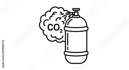 CO2 Fire Extinguisher Releasing Gas Outline Icon for Industrial Safety and Emergency Protection