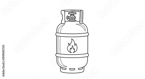 Propane gas tank outline illustration for camping grilling and industrial fuel.