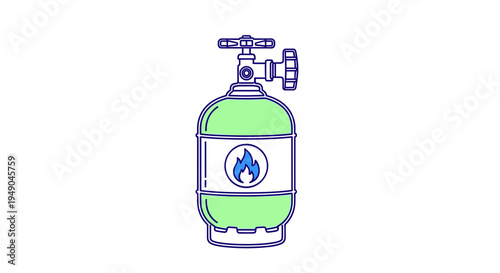 Propane Gas Cylinder Illustration for Camping, Grilling, Heating and Industrial Applications